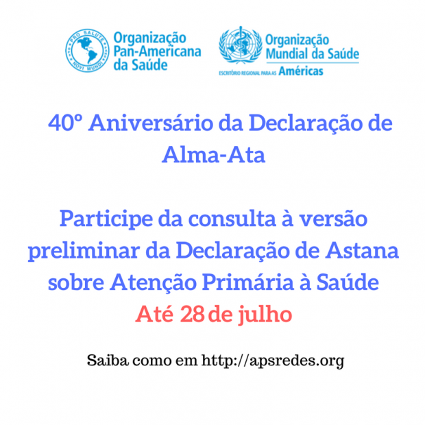 Prorrogada consulta pública à Declaração de Astana sobre Atenção Primária à Saúde – 40º aniversário da Declaração de Alma-Ata
