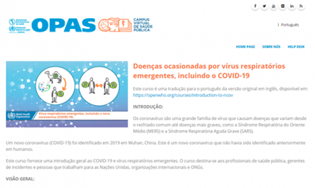 Curso virtual sobre doenças ocasionadas por vírus respiratórios emergentes, incluindo o COVID-19
